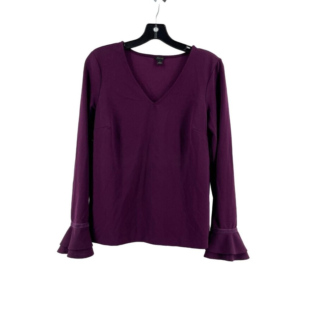 Ann Taylor Women's Wine Burgundy Knit Top Shirt Blouse V Neck Size Small